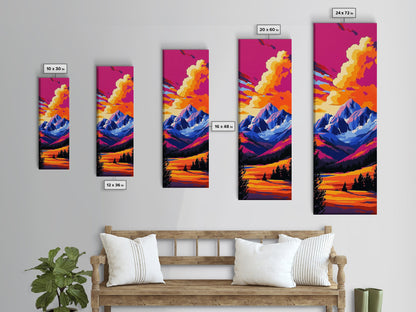 Majestic Peaks, Vibrant Mountain Landscape, Nature-Inspired Home Decor, Office Canvas Print, Wilderness Aesthetic, Gift Idea