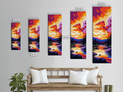 Canyon Sunset Scene, Vibrant Nature Wall Art, Desert Landscape Print, Warm Color Home Decor, Living Room Art, Framed Canvas Print