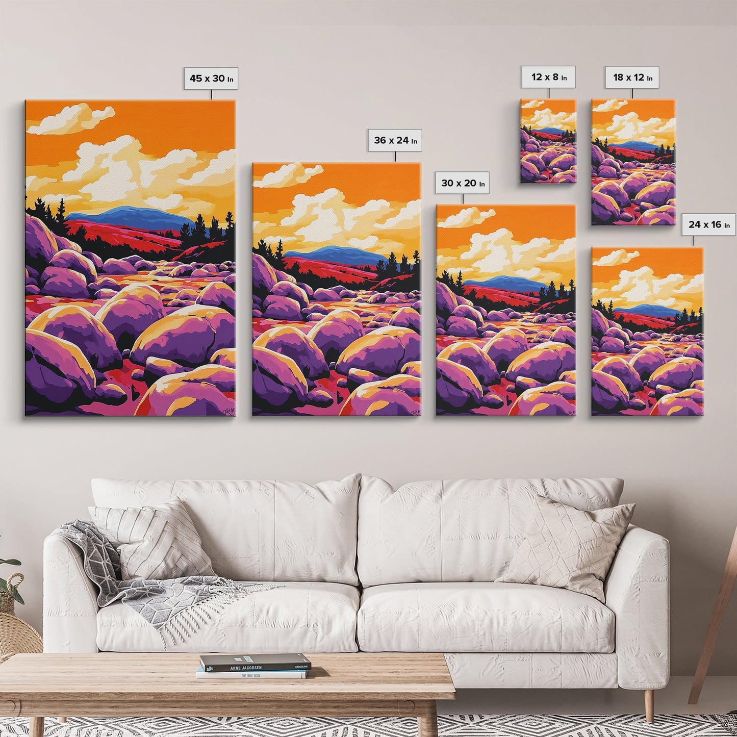 Sunset River, Nature Wall Art, Vibrant Landscape, Autumn Decor, Framed Canvas Print, Living Room Art, Bold Colors, Modern Art