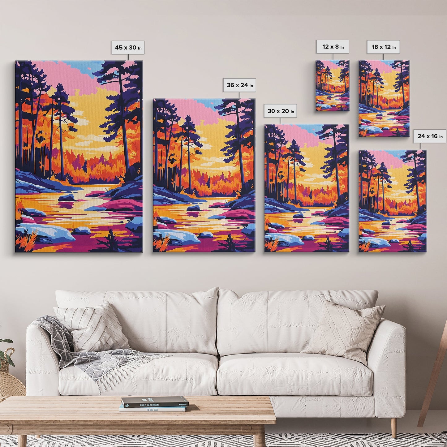 Autumn Forest, Golden Trees, Reflections On Water, Fall Landscape, Canvas Print, Cozy Home Decor, Warm Tones, Seasonal Wall Art