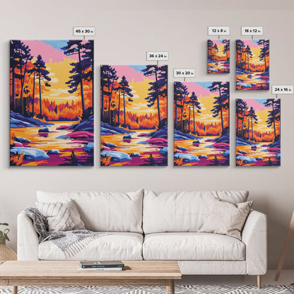 Autumn Forest, Golden Trees, Reflections On Water, Fall Landscape, Canvas Print, Cozy Home Decor, Warm Tones, Seasonal Wall Art