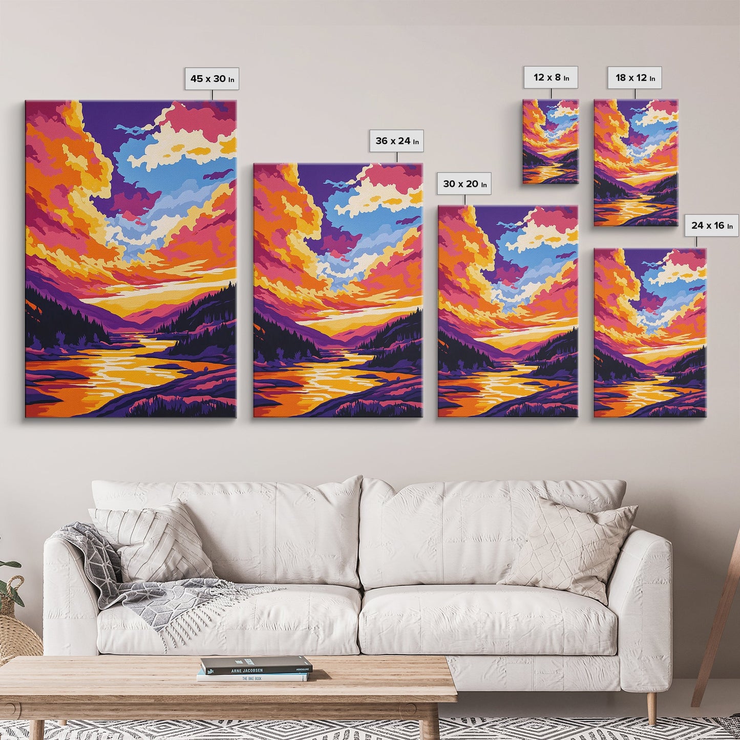 Alpine Reflection, Mountain Lake, Vibrant Wilderness, Canvas Print, Cabin Decor, Nature Painting, Sunset Colors, Adventure Art