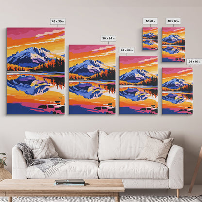 Hoch aufragende Kiefern, goldener Schein, majestätische Bäume, gerahmter Leinwanddruck, Naturgemälde, Waldlandschaft, Herbstliche Wanddekoration, Wohnzimmerdeko