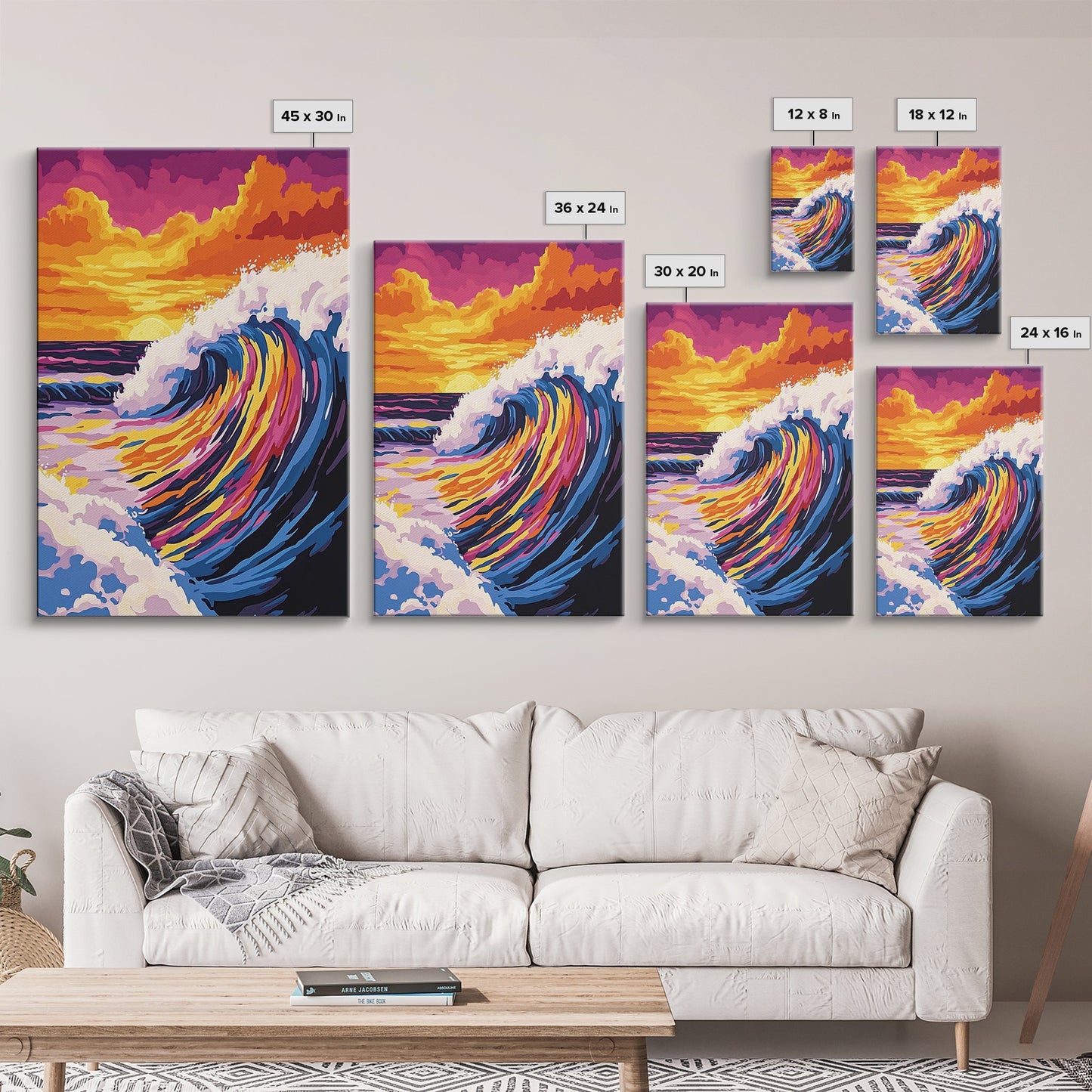 Ocean Wave, Surf Art, Coastal Canvas, Vibrant Seascape, Beach House Decor, Large Canvas Print, Modern Beach Wall Art