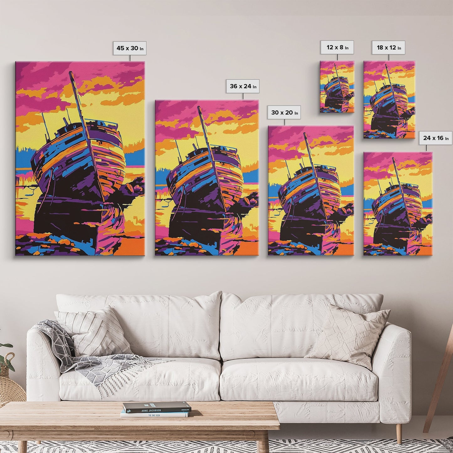 Shipwreck, Abandoned, Sunset, Canvas Print, Nautical Wall Art, Coastal Home Decor, Weathered Beauty, Beach House, Maritime Aesthetic