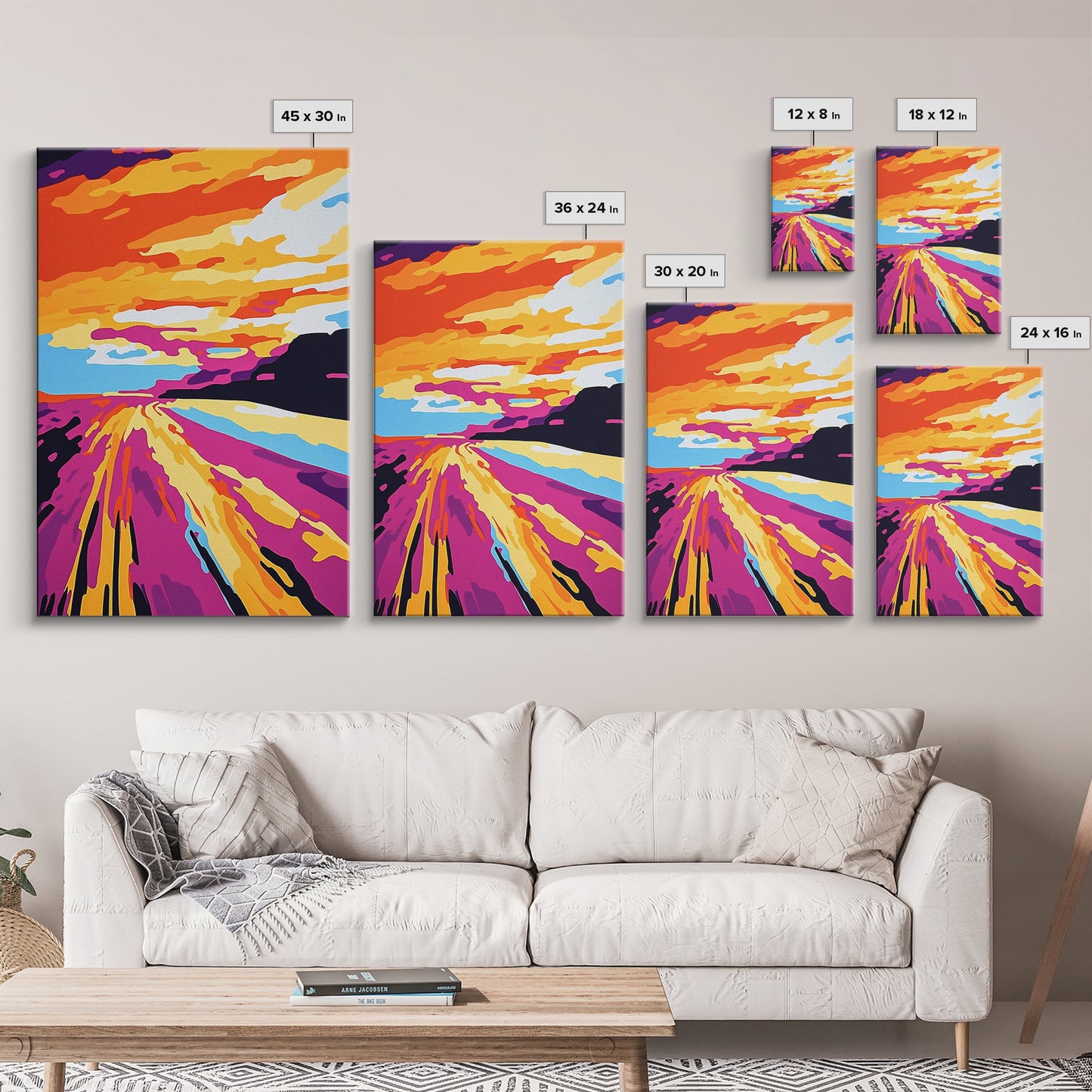 Desert Road, Sunset, Adventure, Canvas Print, Southwest Landscape, Travel Wall Art, Wanderlust Decor, Road Trip, Boho Home Style