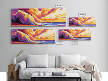 Ocean Wave, Beach Canvas Print, Vibrant Coastal Art, Tropical Wall Art, Framed Canvas Print, Surfing Decor, Colorful Seascape Painting