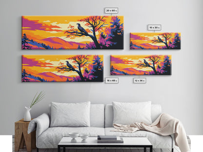 Majestic Eagle, Autumn Tree Wall Art, Wildlife Nature Print, Mountain Wall Decor, Framed Canvas Print, Living Room Art, Boho