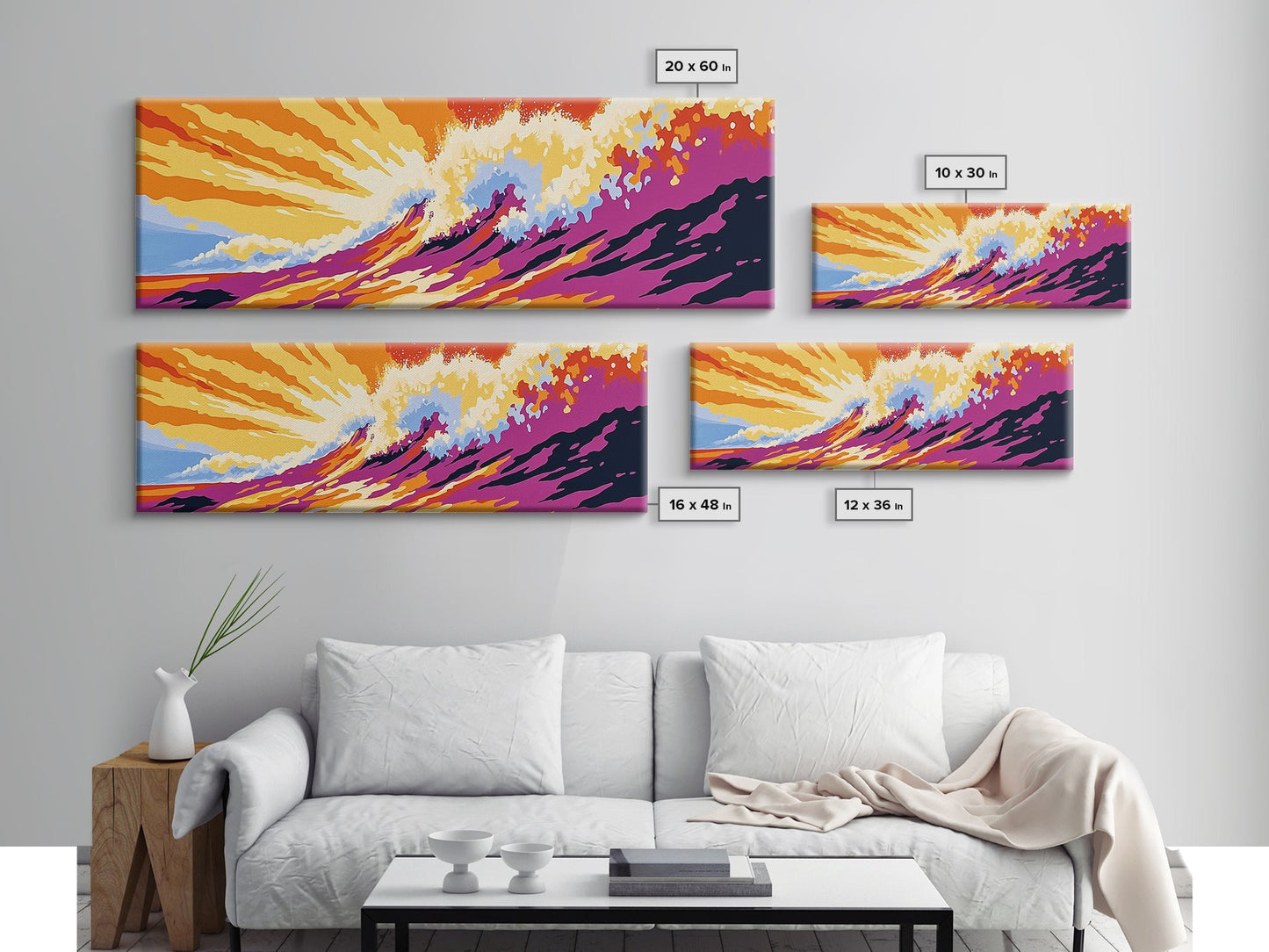 Ocean Wave, Sunset Surf, Coastal Energy, Canvas Print, Beach Wall Art, Bold Seascape, Vibrant Home Decor, Surfing Aesthetic