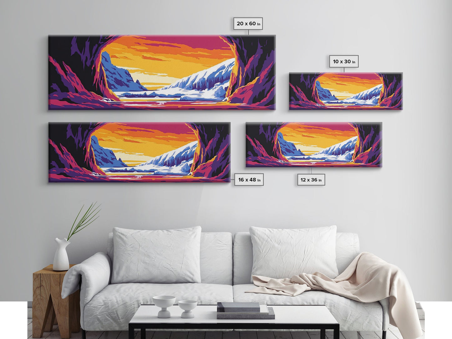 Arctic Cave, Winter Landscape, Nature Escape, Mountain Snow, Chill Tones, Adventure Vibes, Man Cave Art, Canvas Print