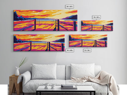 Beach Volleyball, Sunset Art, Tropical Wall Decor, Vibrant Home Design, Canvas Print, Living Room Wall Art, Summer Sports Poster