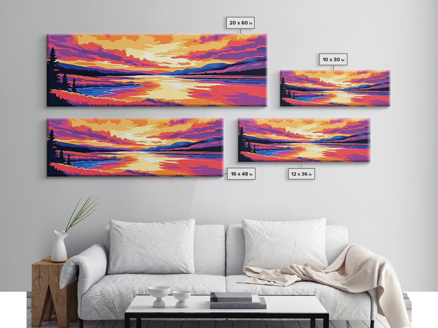 Serene River, Sunset Reflection, Vibrant Scenery, Peaceful Escape, Canvas Print, Nature Wall Art, Living Room Decor, Rustic Aesthetic