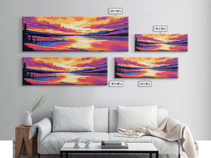 Serene River, Sunset Reflection, Vibrant Scenery, Peaceful Escape, Canvas Print, Nature Wall Art, Living Room Decor, Rustic Aesthetic