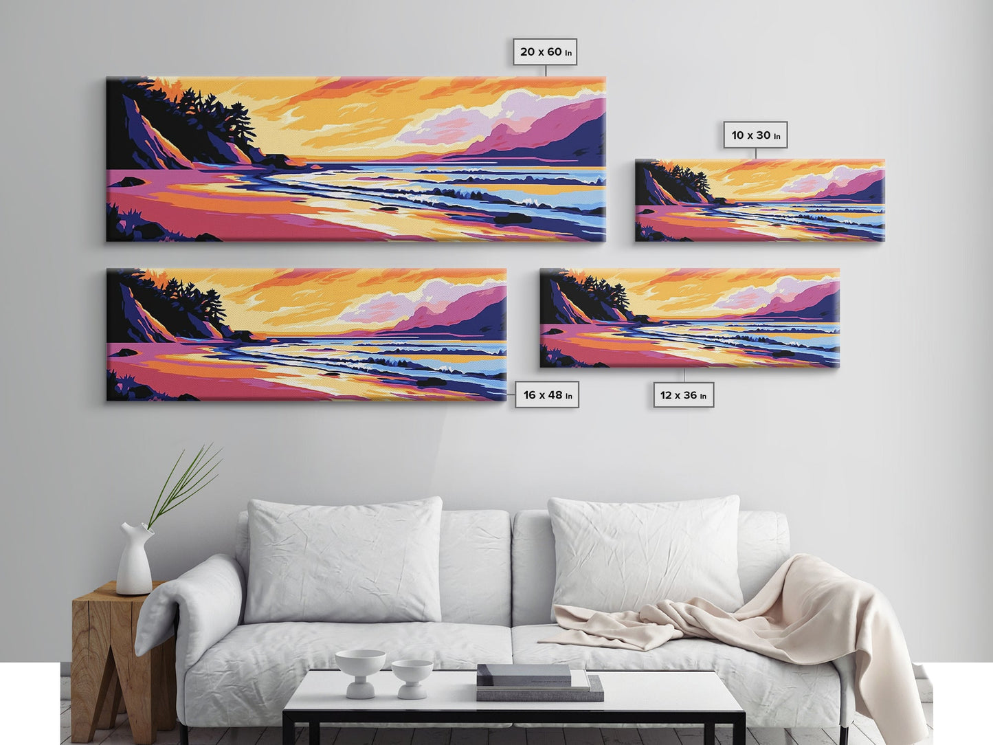 Ocean Waves, Beach Sunset, Coastal Serenity, Seaside Home Decor, Canvas Print, Relaxing Living Room Wall Art, Vibrant Nature Art