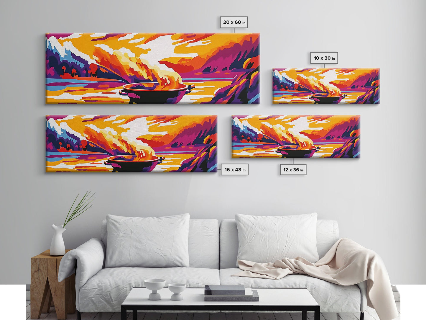 Campfire, Mountain Sunset, Wilderness Art, Canvas Print, Outdoor Enthusiast Gift, Rustic Decor, Living Room Wall Art, Warm Tones