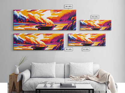 Campfire, Mountain Sunset, Wilderness Art, Canvas Print, Outdoor Enthusiast Gift, Rustic Decor, Living Room Wall Art, Warm Tones