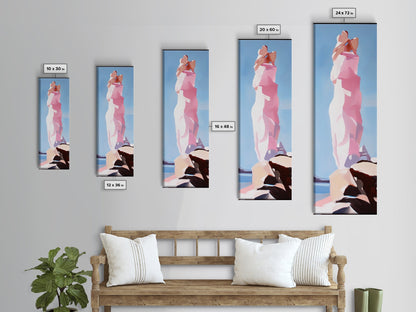 Surreale Felsformation, abstrakte Naturkunst, verträumtes Landschaftsgemälde, minimalistischer blauer Himmel, Wandbild fürs Büro, Leinwanddruck