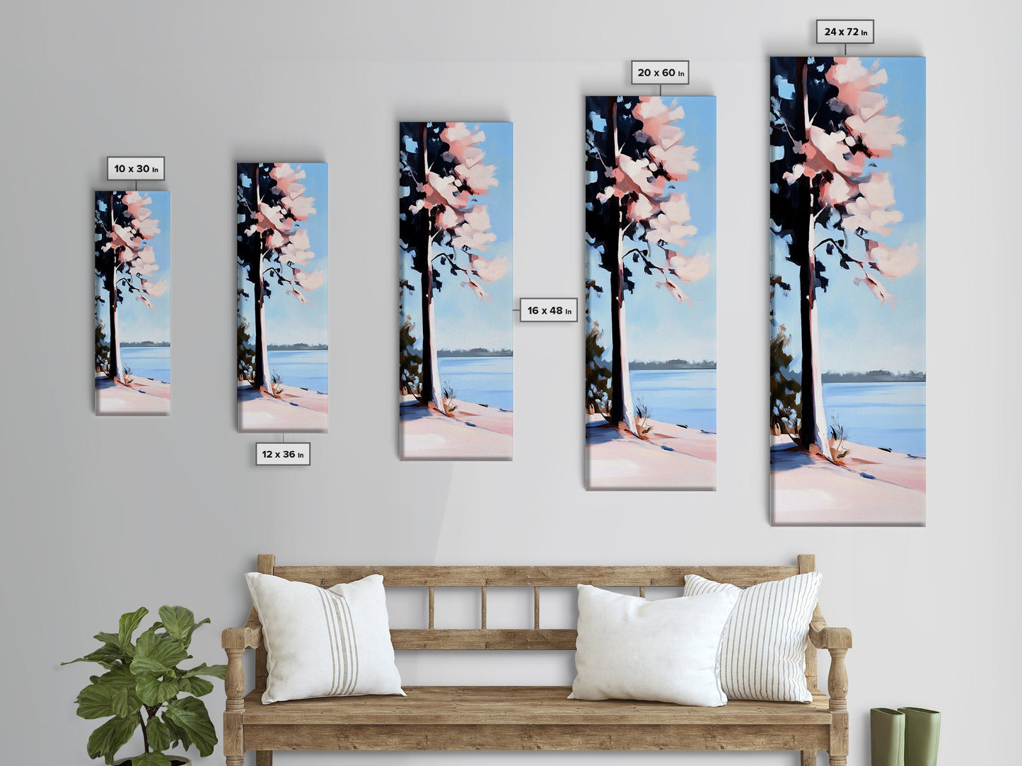 Lakeside Tree, Nature Artwork, Coastal Wall Art, Serenity Print, Canvas Print, Boho Landscape, Minimalist Art, Neutral Tones, Home Decor