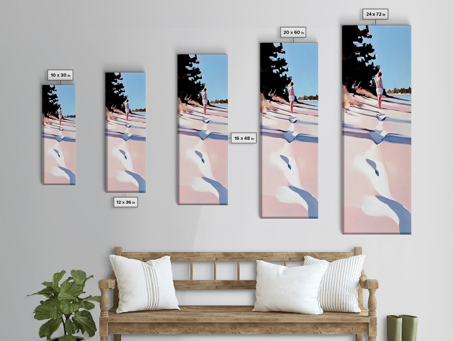 Sandy Beach, Coastal Landscape, Pastel Beach Art, Modern Nature, Canvas Print, Minimalist Seascape, Living Room Wall Art, Bedroom Decor
