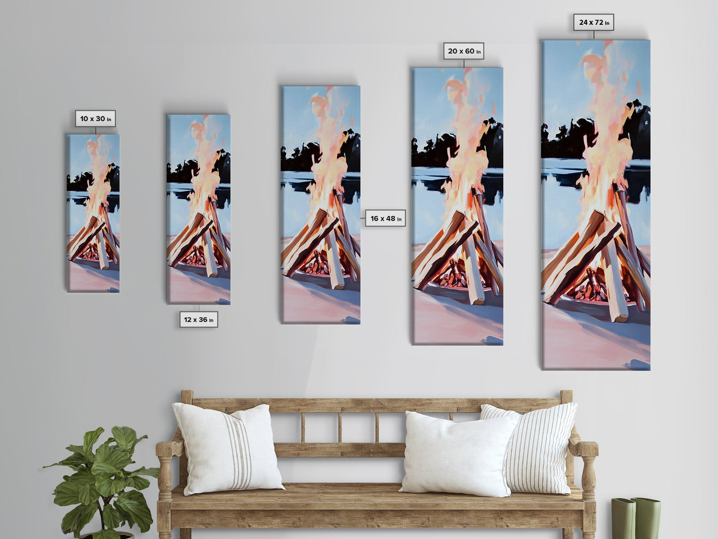 Campfire Glow, Rustic Art, Cozy Bonfire, Outdoor Adventure, Canvas Print, Fall Wall Art, Cabin Decor, Nature-Inspired, Warm Tones