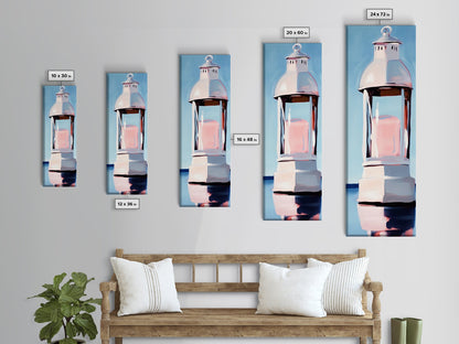 Lantern Glow, Nautical Artwork, Cozy Ambiance, Minimalist Coastal, Canvas Print, Beach House Wall Art, Warm Aesthetic, Living Room Decor
