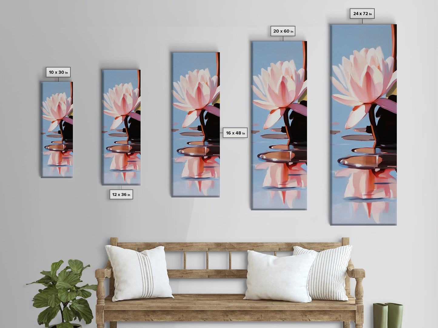 Water Lily, Floral Art, Botanical, Nature Wall Art, Zen Spa Decor, Minimalist Flower Painting, Bedroom Art, Canvas Print