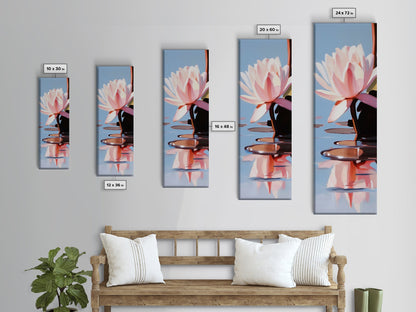 Water Lily, Floral Art, Botanical, Nature Wall Art, Zen Spa Decor, Minimalist Flower Painting, Bedroom Art, Canvas Print