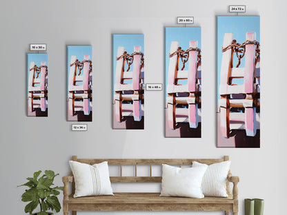 Nautical Ladder, Rustic, Beach House Decor, Coastal Wall Art, Ocean Painting, Blue Tones, Minimalist Seascape, Canvas Print