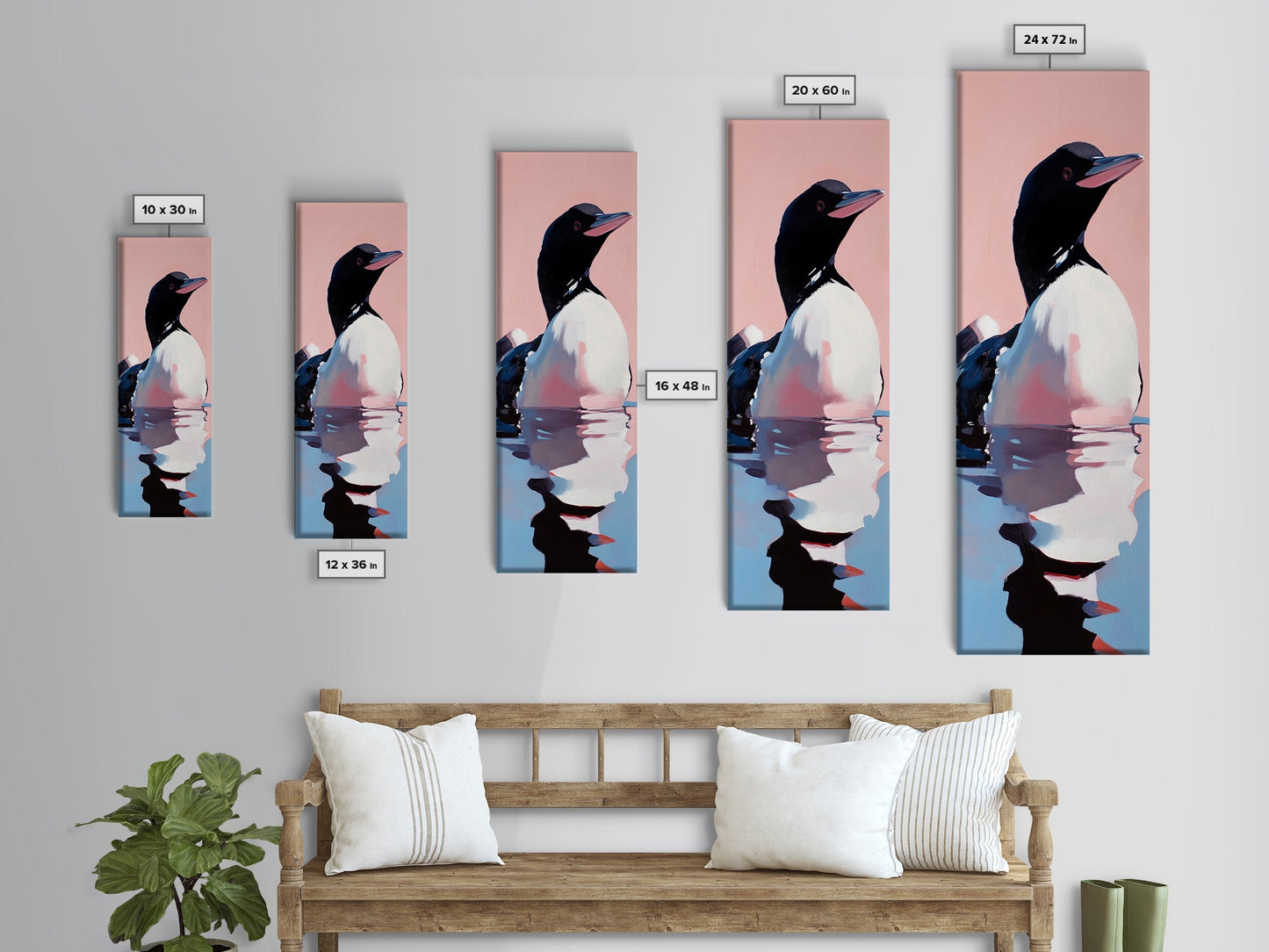 Loon, Water Bird, Wildlife, Nature Wall Art, Cabin Decor, Lake House Art, Animal Portrait, Minimalist Painting, Canvas Print