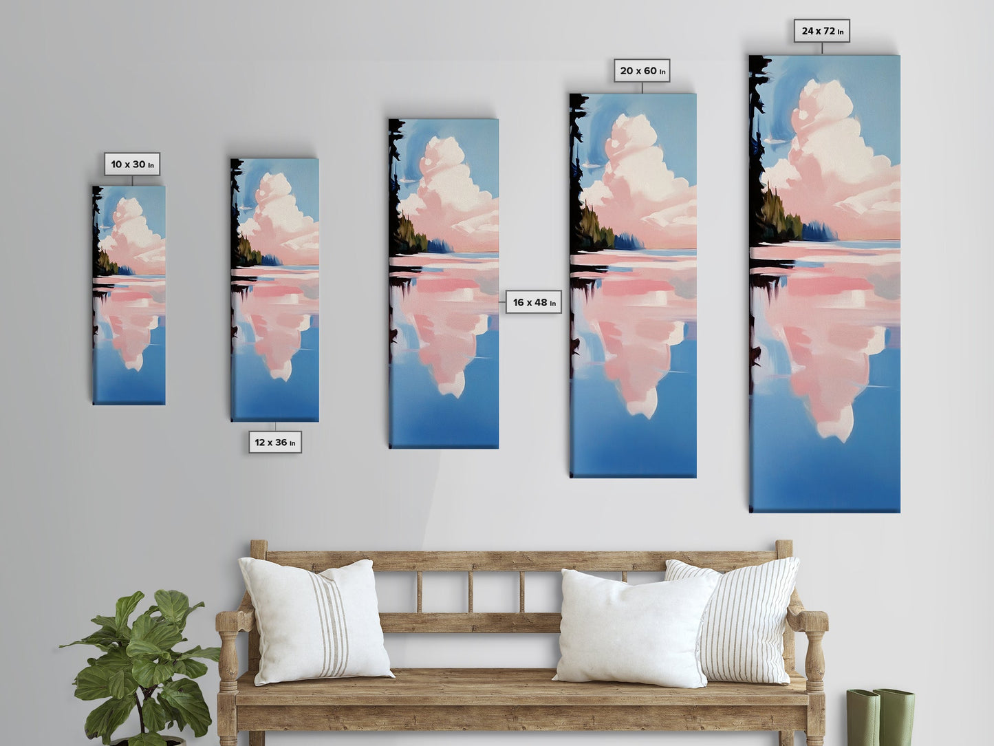 Pink Sky, Sunset Landscape, Coastal Art, Modern Wall Art, Minimalist Decor, Boho Aesthetic, Bedroom Art, Framed Canvas Print, Gift Idea