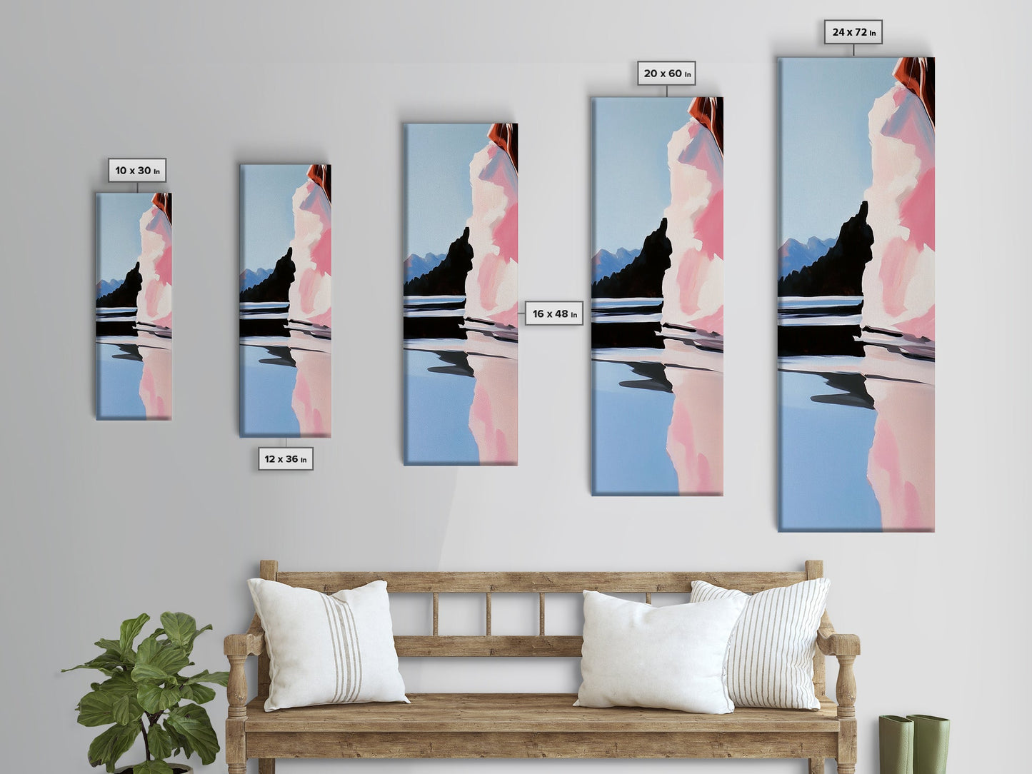 Scenic Lakeside, Moody Landscape, Framed Canvas Print, Nature Art, Soft Earthy Colors, Living Room Wall Art, Modern Minimalist