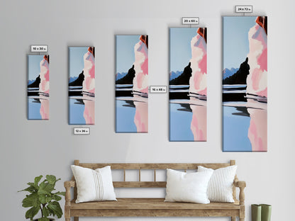 Scenic Lakeside, Moody Landscape, Framed Canvas Print, Nature Art, Soft Earthy Colors, Living Room Wall Art, Modern Minimalist