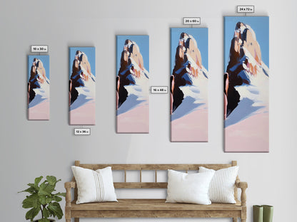 Mountain Modern Landscape, Snowy Peak, Framed Canvas Print, Contemporary Wall Art, Living Room Wall Art, Elegant Fine Art