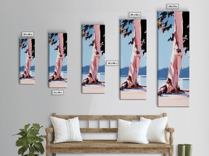 Tree Trunk, Nature Art, Minimalist Landscape, Rustic Decor, Living Room, Earthy Tones, Tranquil Scenery, Framed Canvas Print