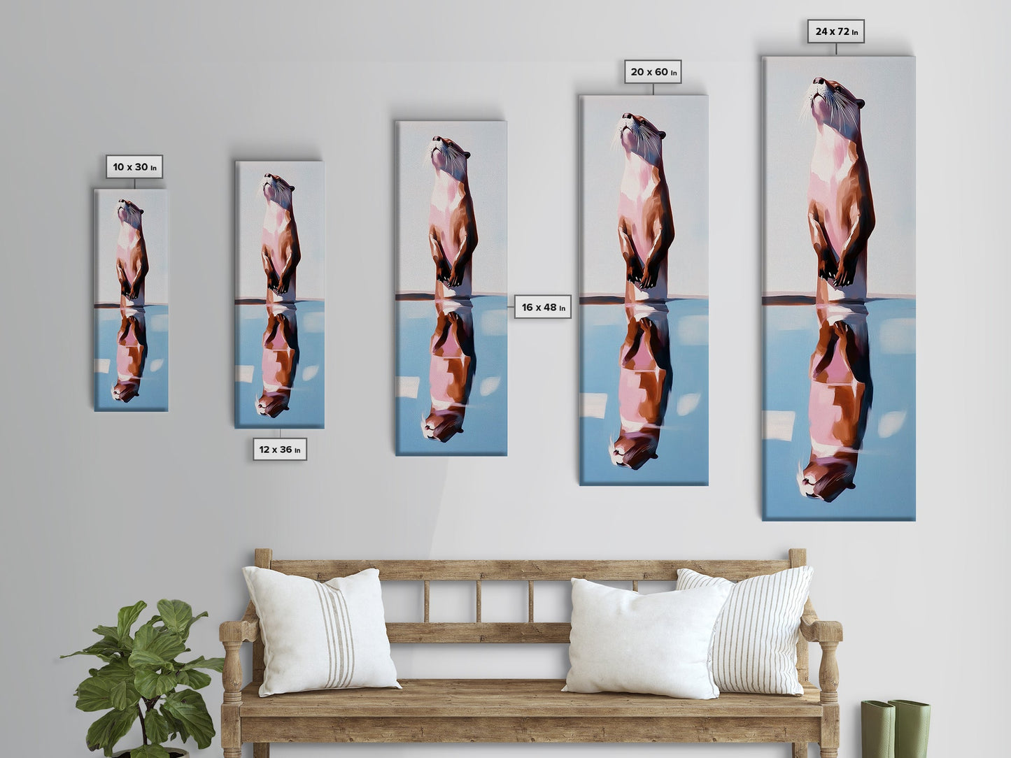 Otter Reflection, Wildlife Art, Nature Photography, Cute Animal, Minimalist Art, Boho Style, Unique Gift, Canvas Print