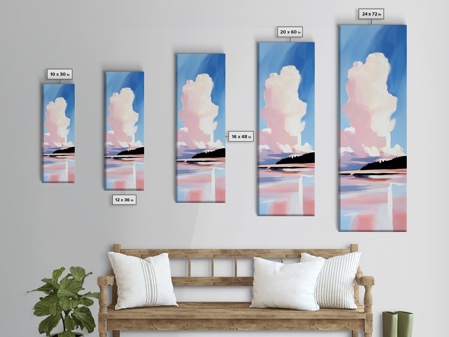 Sunset Clouds, Dreamy Sky, Soft Pastel, Aesthetic Landscape, Minimalist Art, Calm Atmosphere, Living Room, Canvas Print