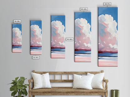 Cloudscape, Pink Sky, Soft Colors, Tranquil Atmosphere, Dreamy Home Decor, Boho Aesthetic, Bedroom Wall Art, Framed Canvas Print