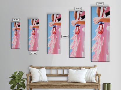 Pink Rope, Nautical Charm, Coastal Decor, Canvas Print, Boho Wall Art, Minimalist Painting, Ocean Art, Pastel Tones, Gift, Blue