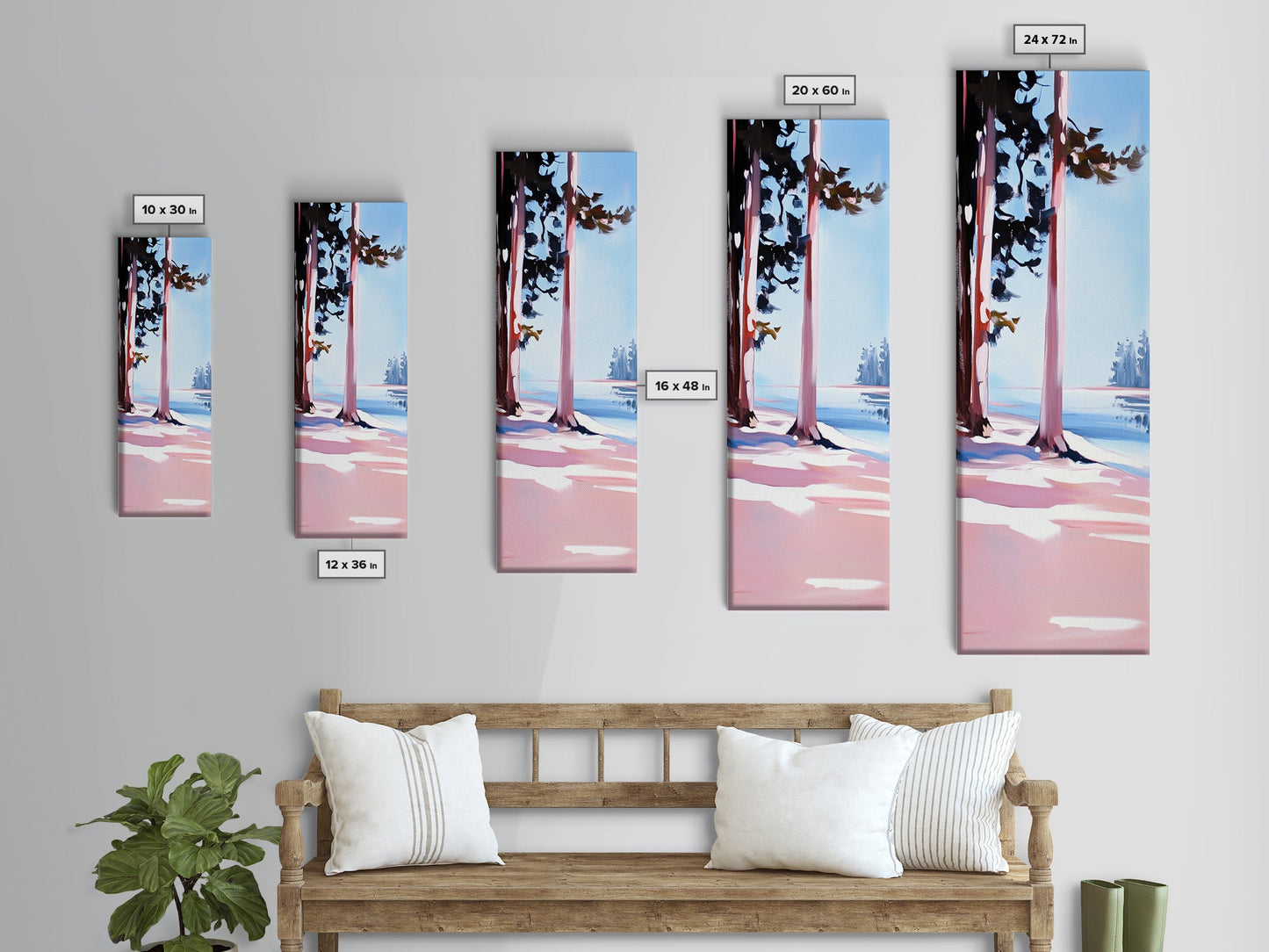 Pine Trees, Tranquil Forest, Nature Wall Art, Minimalist Tree Painting, Modern Landscape, Calm Home Decor, Framed Canvas Print