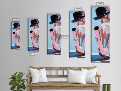 Saxophone, Jazz Music, Artistic Musician Art, Modern Wall Decor, Chic Abstract Painting, Music Room Accent, Framed Canvas Print