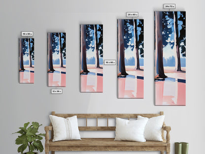 Kiefern, Waldspiegelungen, Ruhige Naturszene, Gerahmter Leinwanddruck, Minimalistische Landschaft, Wandbild mit Waldmotiv, Naturdekoration