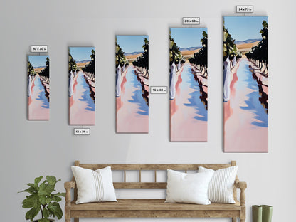 Weinbergweg, sanfte Hügel, ländliches Weinland, Leinwanddruck, naturnahe Wandkunst, elegante Landschaft, idyllische Naturszene