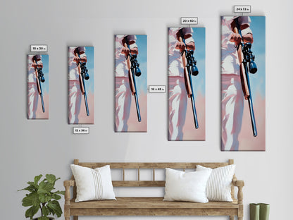 Sniper, Tactical Art, Framed Canvas Print, Military Inspired Decor, Dark Aesthetic, Action Movie Art, Office or Man Cave Wall Art