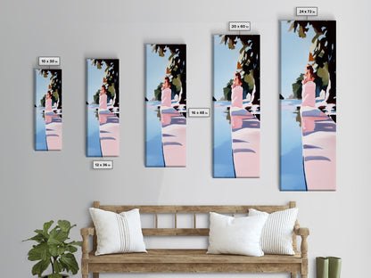 Woman by Water, Tranquil Scene, Framed Canvas Print, Serene Nature Art, Soft Pastel Aesthetic, Modern Minimalist, Dreamy Wall Decor