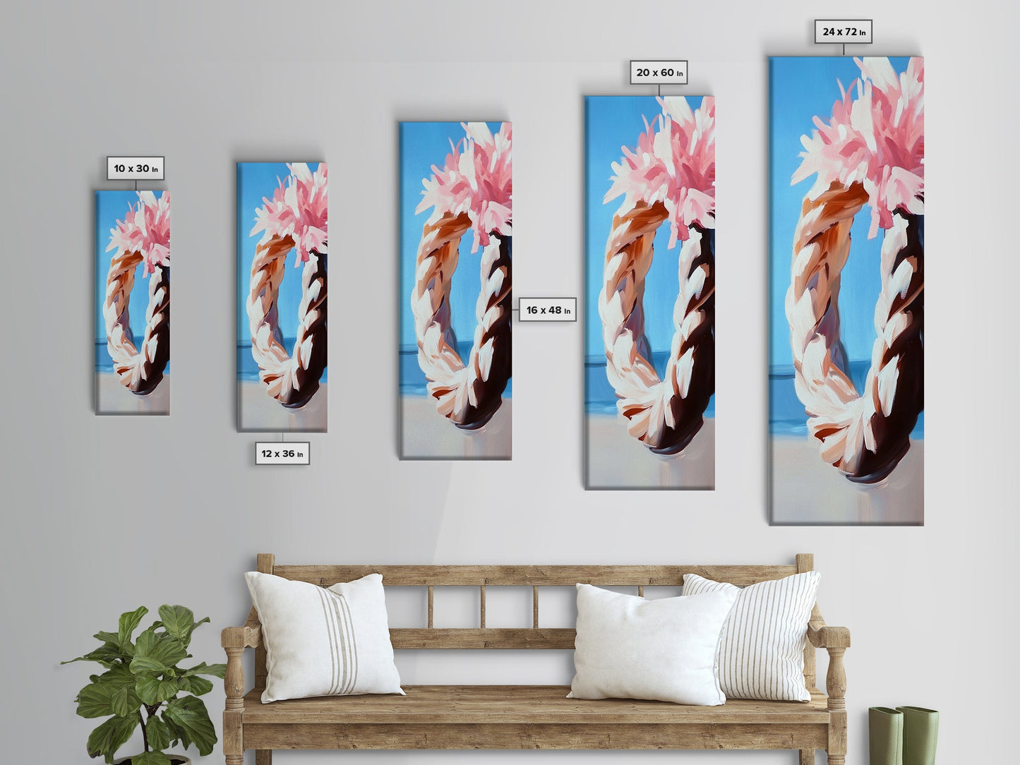 Blumenkranz, Boho-Chic-Kunst, zarte Pastellblumen, feminine Wanddekoration, frühlingshaftes Gemälde, gerahmter Leinwanddruck fürs Schlafzimmer