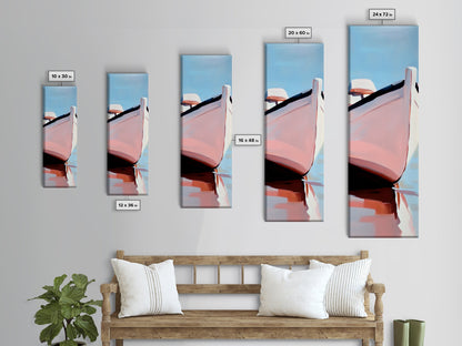 Nautical Escape, Coastal Boat Painting, Soft Pastel Seascape, Beach House Wall Decor, Minimalist Art, Living Room Framed Canvas Print