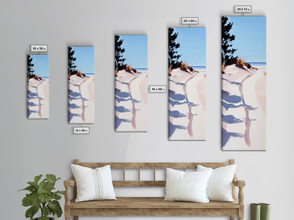 Meerespromenade, Dünen und Schatten, Küstenidylle, sanftes Licht, gerahmter Leinwanddruck, Wandbild fürs Wohnzimmer, Strandhausdeko