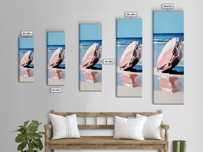 Muschel, Ozean, Strandkunst, Küstenstil, Minimalistisch, Blau, Weiß, Natürliche Dekoration, Modernes Zuhause, Badezimmer, Gerahmter Leinwanddruck