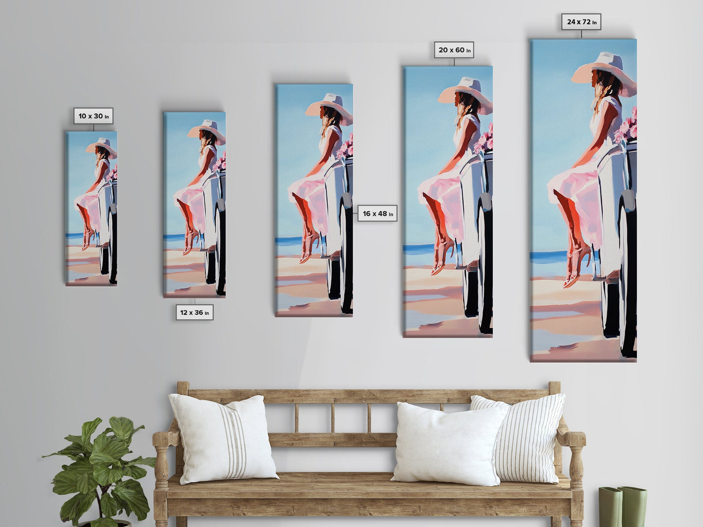 Sunset Cowgirl, Western Fashion, Feminine Art, Canvas Print, Modern Country Decor, Chic Bedroom Wall Art, Stylish Home Accent, Gift Idea