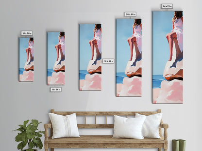Seaside Muse, Minimalist Beach Art, Boho Coastal Wall Decor, Serene Ocean View, Contemporary Painting, Canvas Print, Bedroom Wall Art